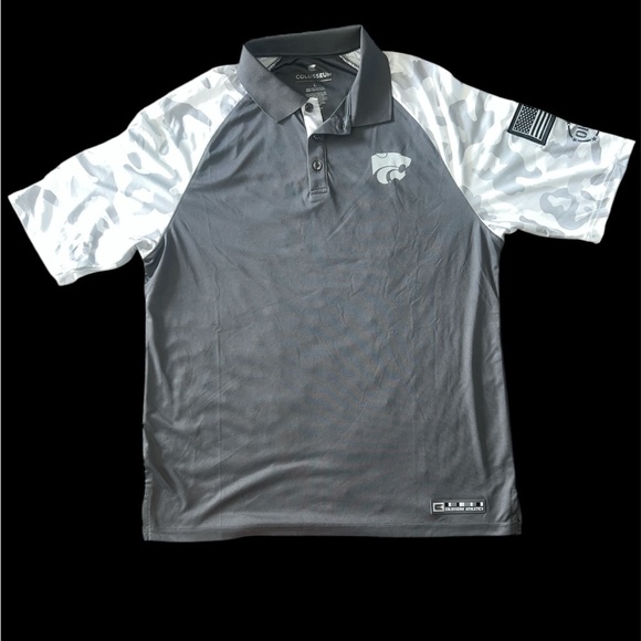 Men's Colosseum Gray/Camo KState Wildcats OHT Polo Size L - Picture 1 of 5